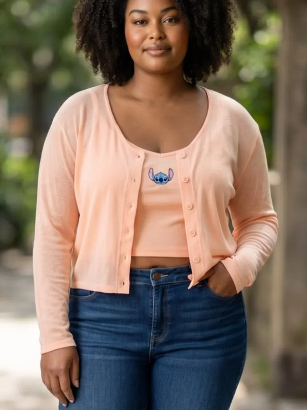 Disney Stitch Tank Top & Matching Cardigan Set Size (XL)